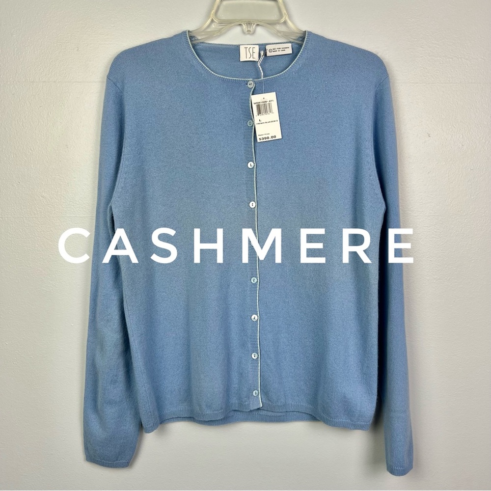 French Blue 100% Cashmere NWT Cardigan Sweater Size Large by TSE